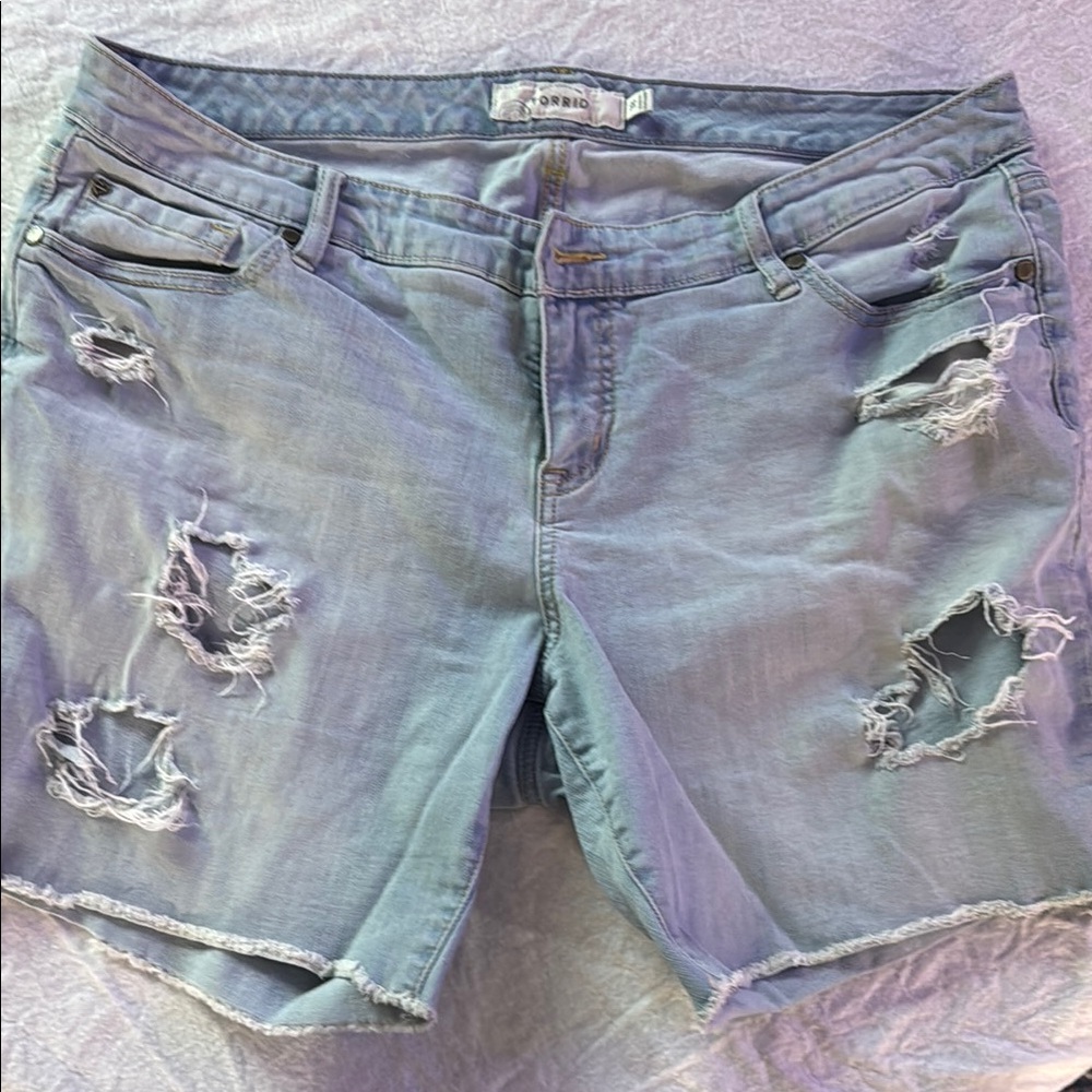 Torrid Blue Distressed Jean Shorts Casual